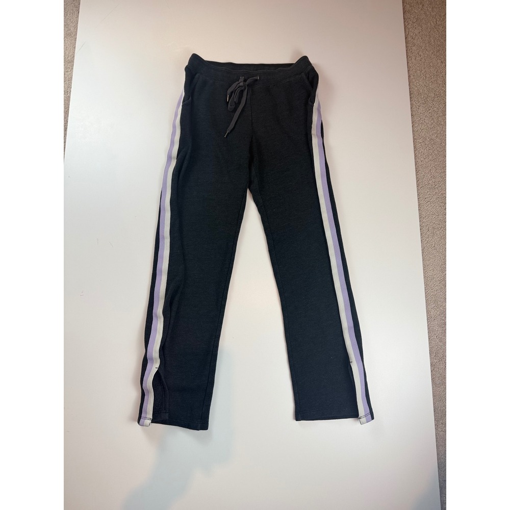 Aerie Women Dark Gray Fleece Sweatpants Side Stripe Straight Leg Small
